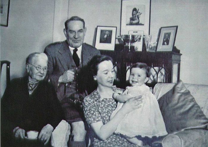 This Ross family portrait from 1942 shows the Pipe Major and his mother Mary Collie Ross and daugher Cecily after the christening of eldest grandaughter Gillian.