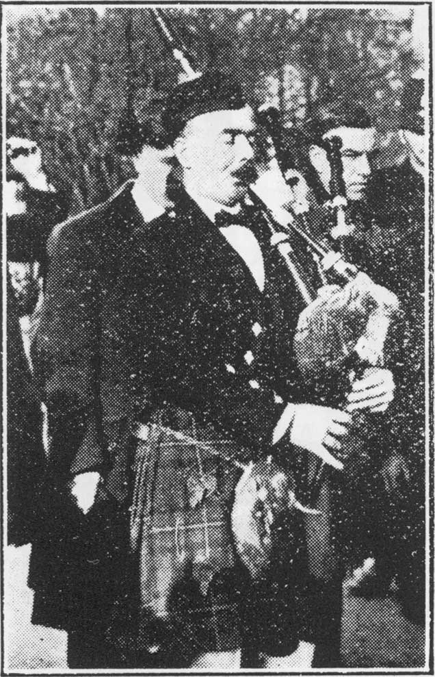 Piping at the funeral of renowned fidder J. S. Skinner in 1927. Photo courtesy Dr. Wm. Donaldson.