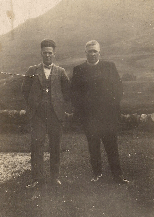 As a young man, with Father John MacMillan of Barra, for whom Norman MacDonald of Skye would pen a famous march.